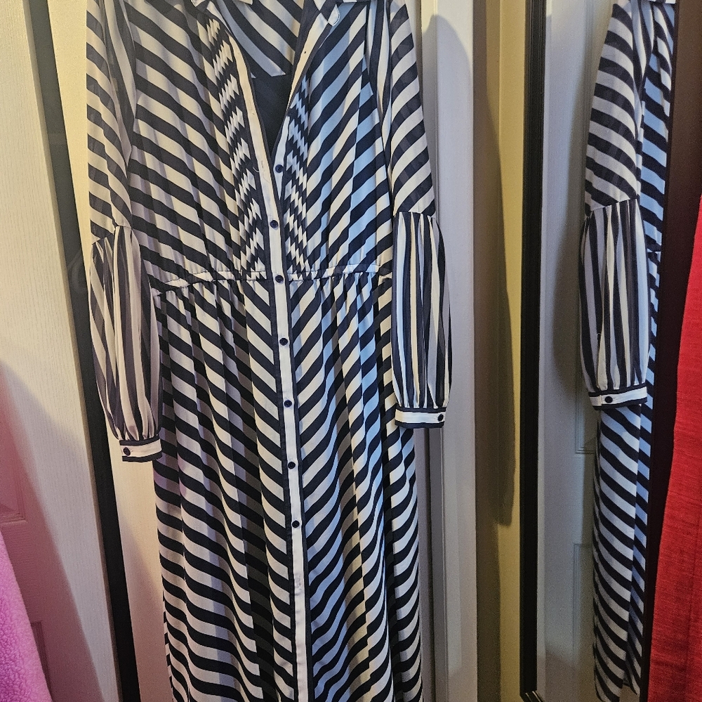 Michael Kors XL midi dress blue/white
